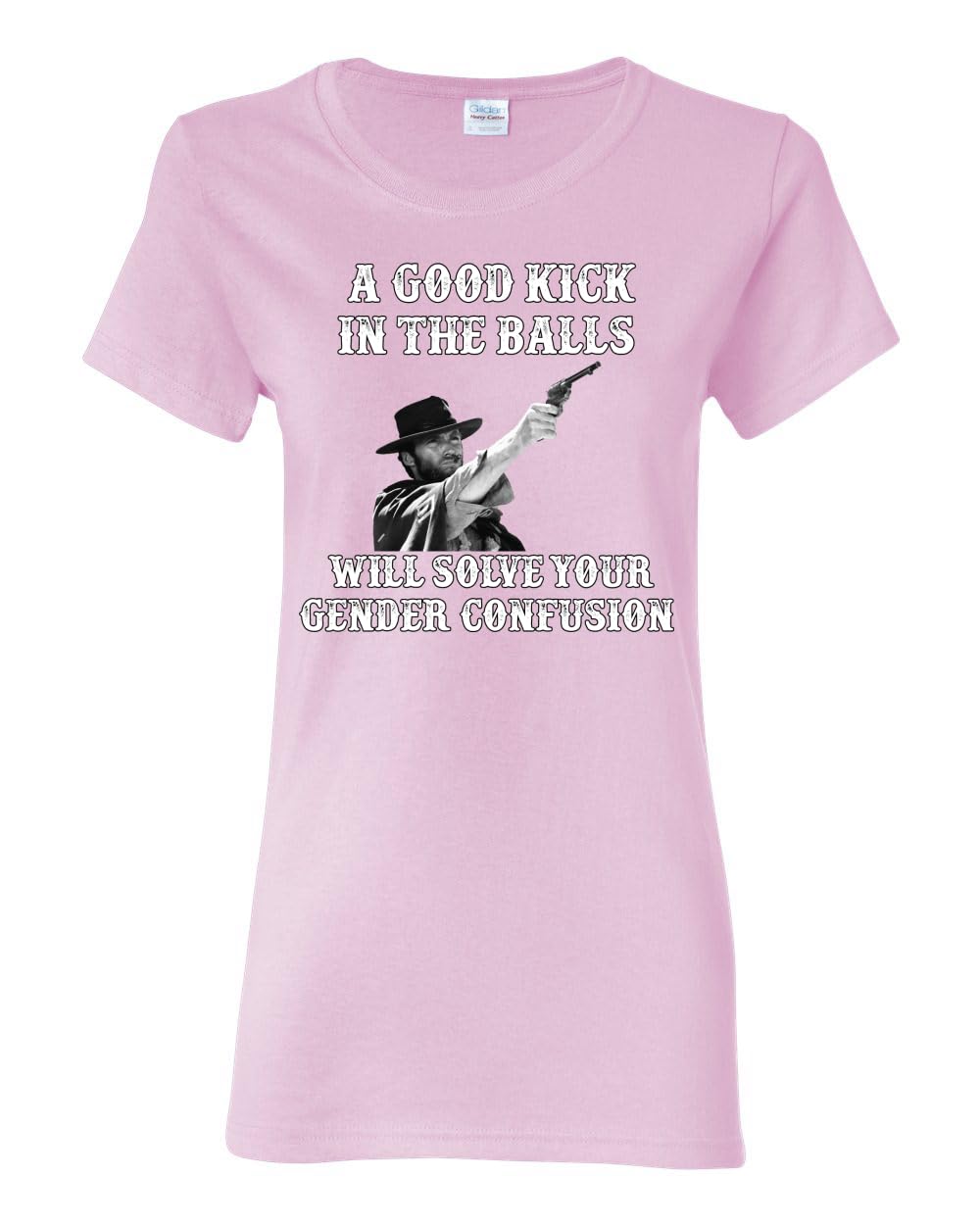 A Good Kick in The Balls Solves Gender Confusion Political Womens Graphic T-Shirt