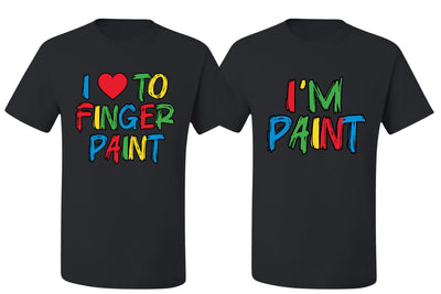 I Love to Finger Paint, I'm Paint, Funny Painting Meme His and Hers Valentine's Day Matching Couple T-Shirt
