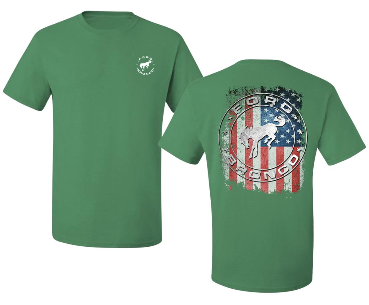 US Flag Ford Bronco Front and Back  Cars and Trucks Men's T-Shirt