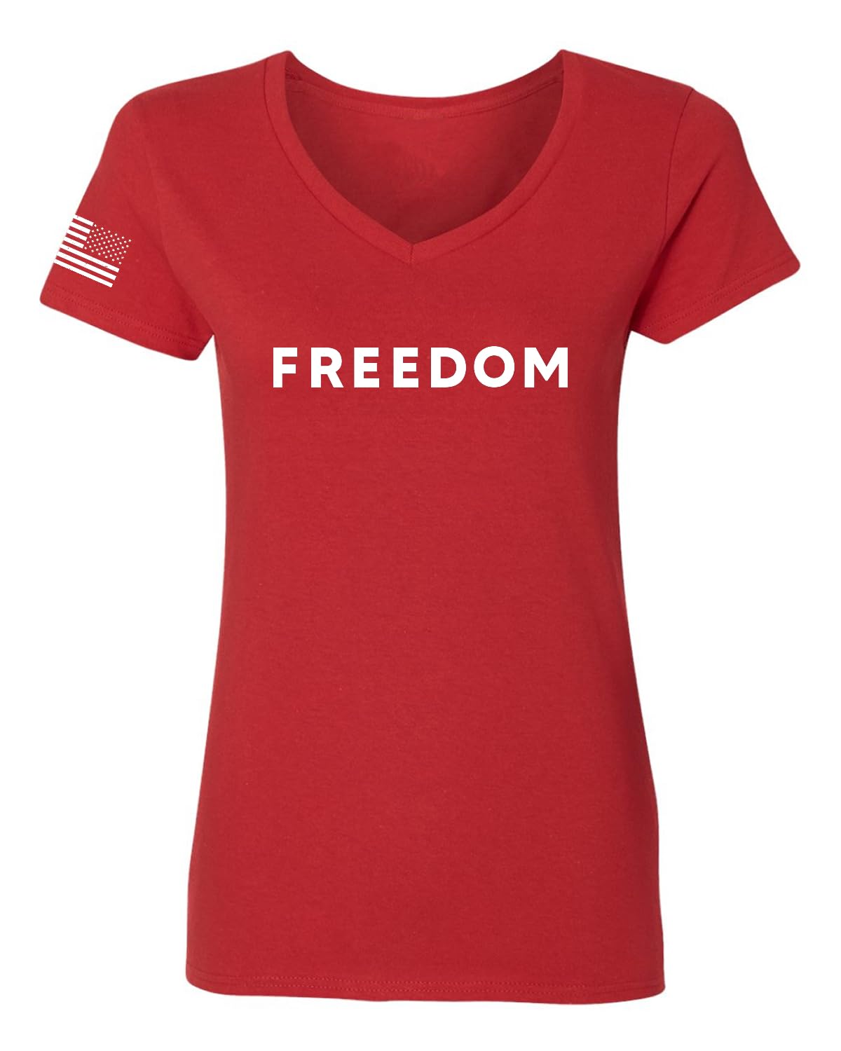 Freedom God Family Patriotism Shirt, Christian Conservative Tee for Women, Women’s Standard V-Neck Tee