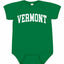 State of Vermont College Style White Fashion Baby Creeper Boys Girls Infant Bodysuit