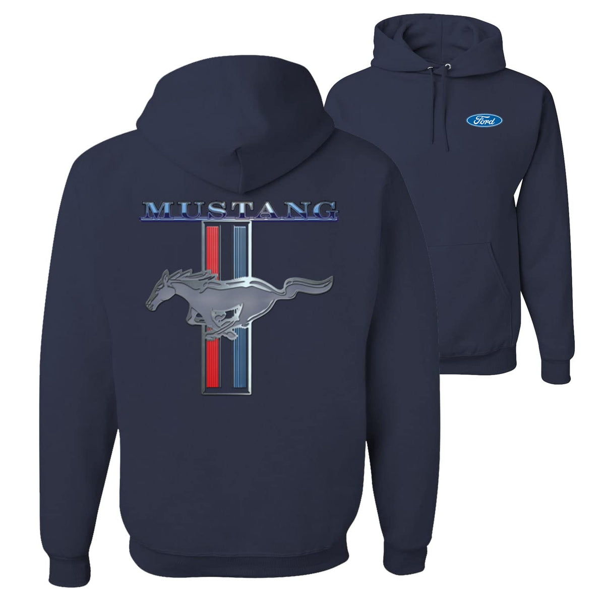 Ford Mustang Classic Pony USA Logo Emblem Cars and Trucks Front and Back Unisex Graphic Hoodie Sweatshirt