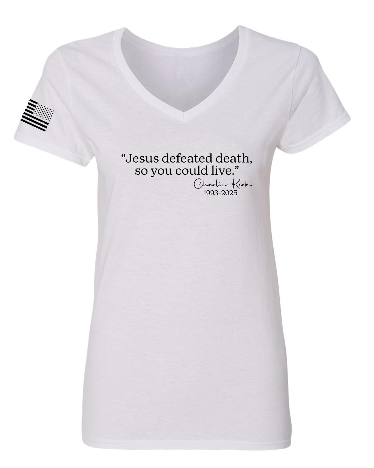 Freedom God Family Patriotism Shirt, Christian Conservative Tee for Women, Women’s Standard V-Neck Tee