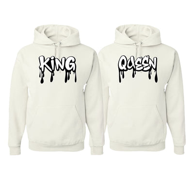 King and Queen Black Dripping Font Classic His and Hers Matching Couples Hoodie Sweater Set