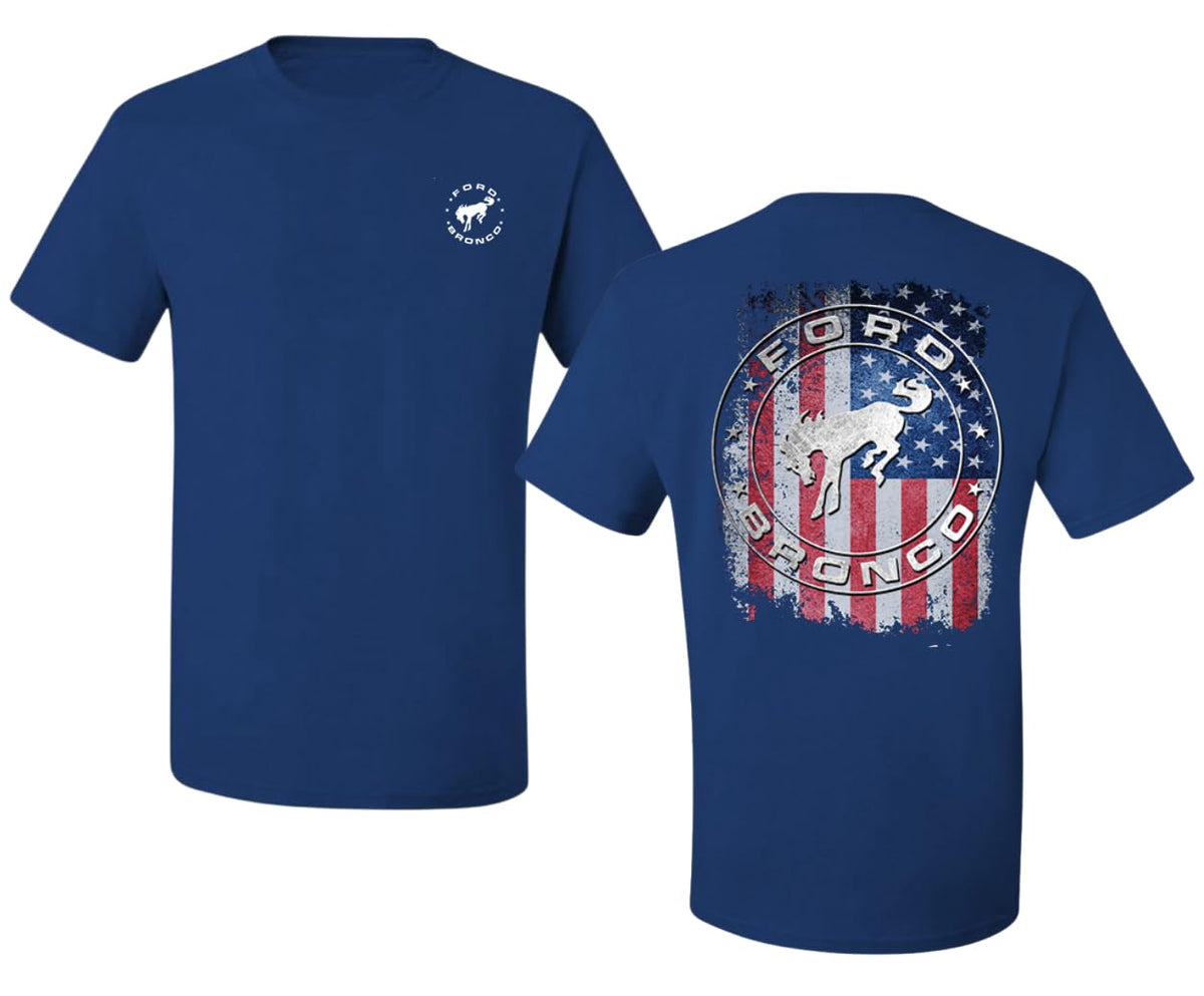 US Flag Ford Bronco Front and Back  Cars and Trucks Men's T-Shirt