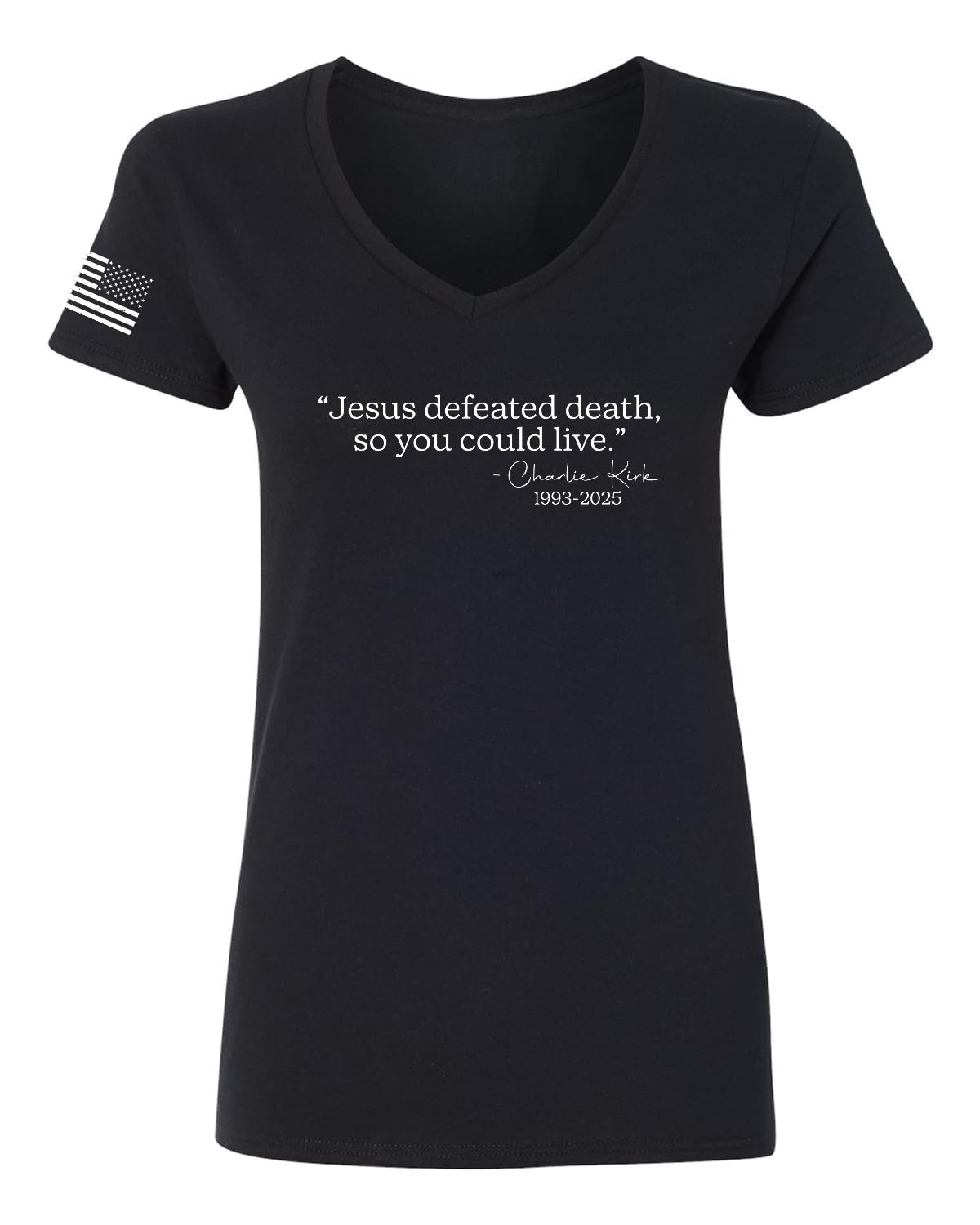 Freedom God Family Patriotism Shirt, Christian Conservative Tee for Women, Women’s Standard V-Neck Tee