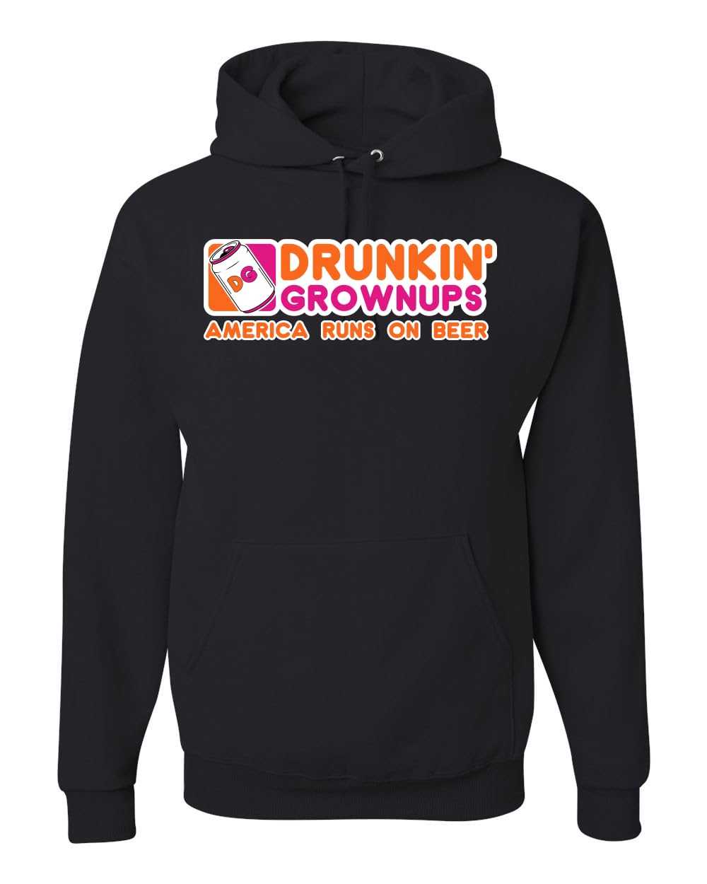 Drunkin' Grownups America Runs on Alcohol Parody Humor Unisex Hoodie Sweatshirt