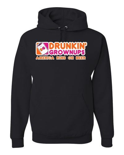 Drunkin' Grownups America Runs on Alcohol Parody Humor Unisex Hoodie Sweatshirt