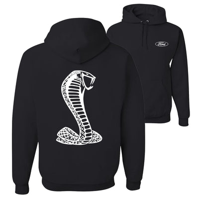 Retro Ford Shelby Cobra Emblem Vintage White Logo Cars and Trucks Front and Back Unisex Hoodie Sweatshirt