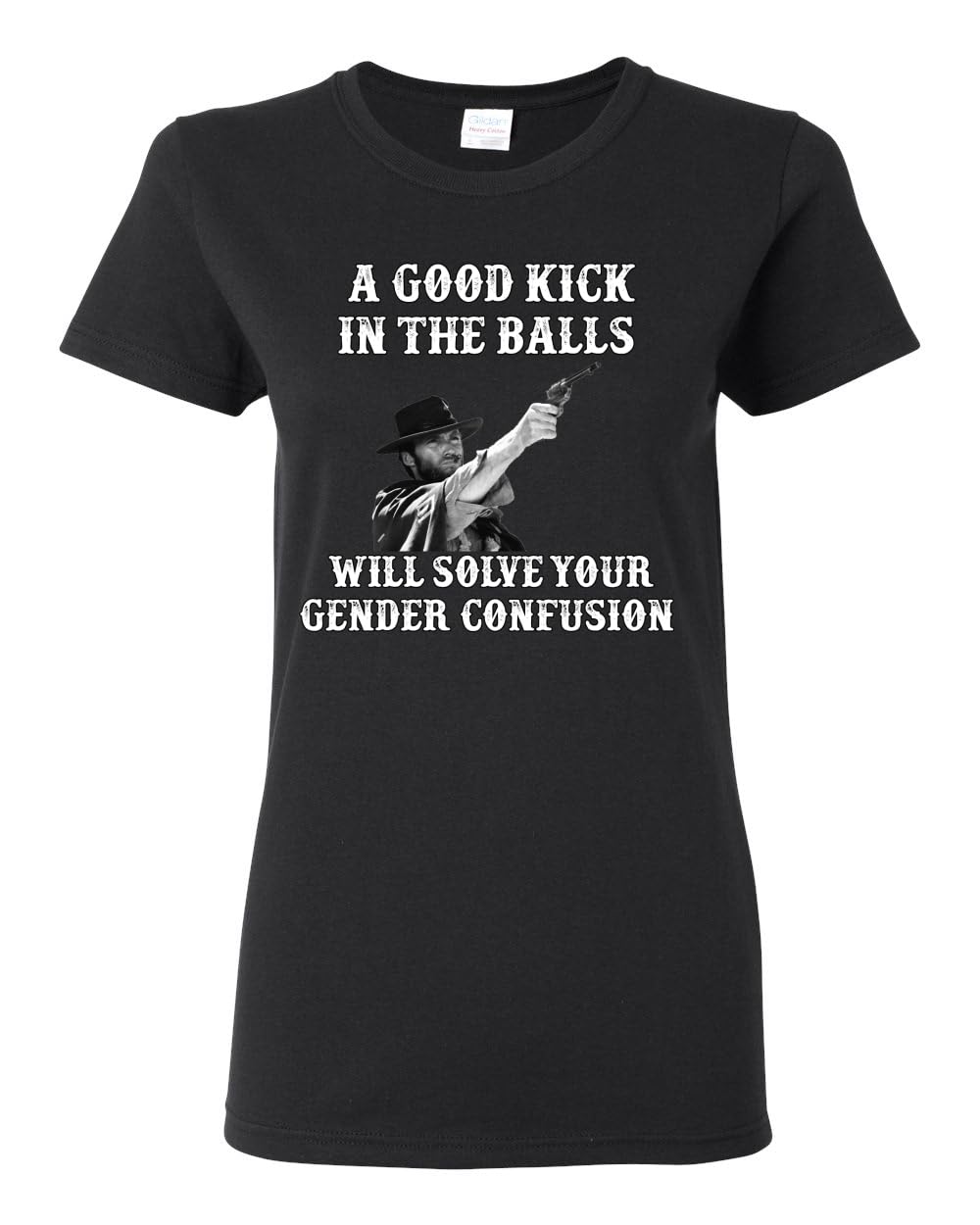 A Good Kick in The Balls Solves Gender Confusion Political Womens Graphic T-Shirt