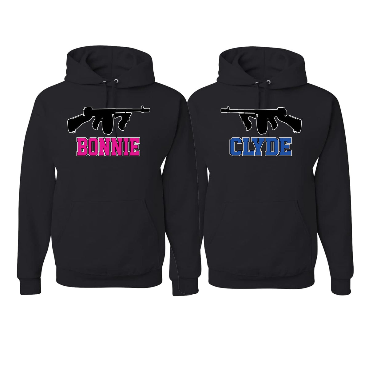 Bonnie Clyde Classic Guns Love Cute Boyfriend Girlfriend His and Hers Matching Couples Hoodie Sweater Set