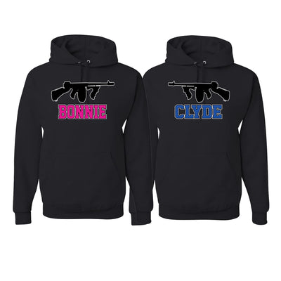 Bonnie Clyde Classic Guns Love Cute Boyfriend Girlfriend His and Hers Matching Couples Hoodie Sweater Set