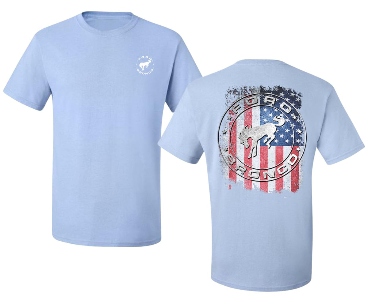 US Flag Ford Bronco Front and Back  Cars and Trucks Men's T-Shirt