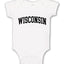 State of Wisconsin College Style White Fashion Baby Black Sports Baby Creeper Boys Girls Infant Bodysuit