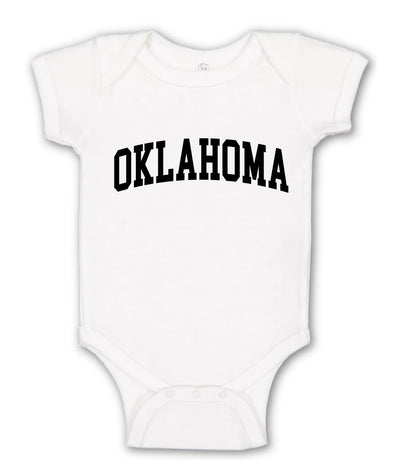 State of Oklahoma College Style White Fashion Baby Creeper Boys Girls Infant Bodysuit