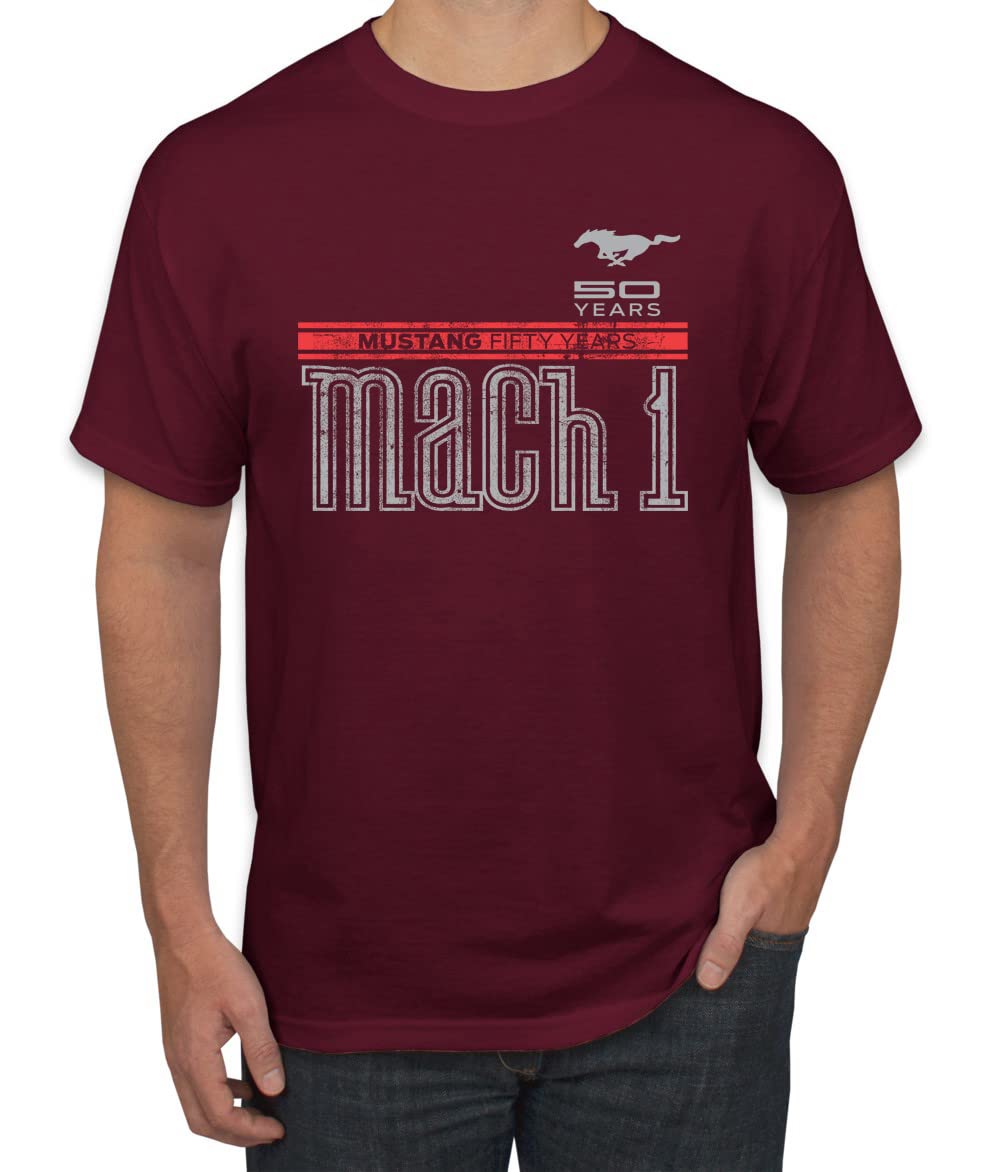 Ford Mustang 50 Years Logo Mach 1 Classic Emblem Cars and Trucks Men's Graphic T-Shirt
