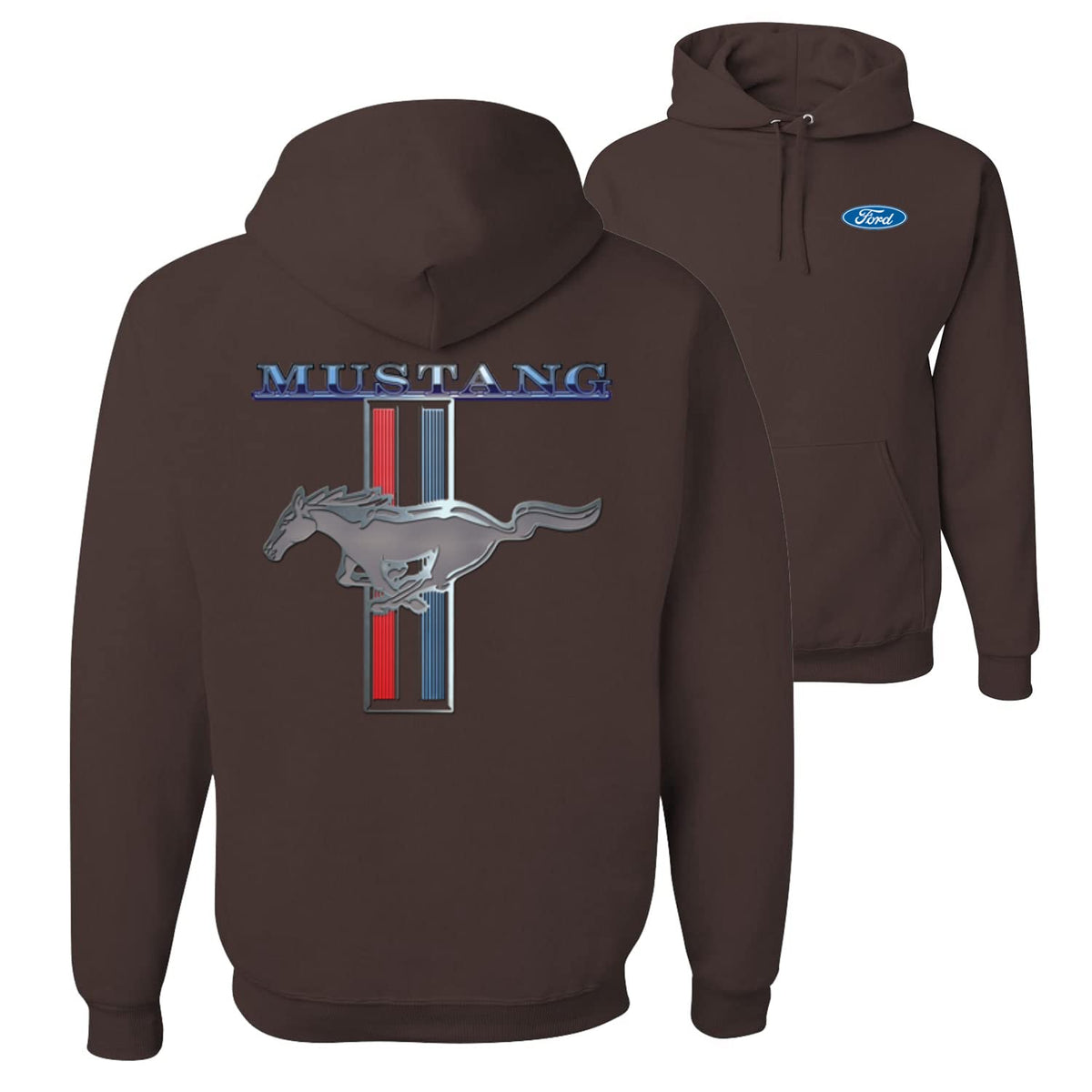 Ford Mustang Classic Pony USA Logo Emblem Cars and Trucks Front and Back Unisex Graphic Hoodie Sweatshirt