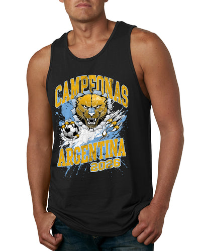 Argentina Soccer Campeonas Fan Shirt Big Cat and Soccer Ball  Game Day Gift Sports Tank Top  Sports Mens Tank Top