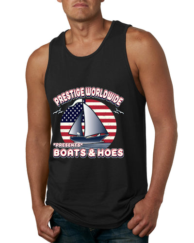 Vintage Retro USA Prestige Worldwide Funny Boats and Hoes Pop Culture Mens Tank Top