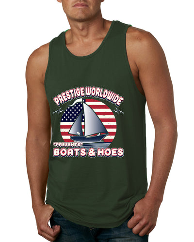 Vintage Retro USA Prestige Worldwide Funny Boats and Hoes Pop Culture Mens Tank Top