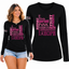 Breast Cancer Awareness USA Flag Sleeve Womens Graphic Long Sleeve T-Shirt
