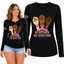 Breast Cancer Awareness USA Flag Sleeve Womens Graphic Long Sleeve T-Shirt