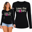 Breast Cancer Awareness USA Flag Sleeve Womens Graphic Long Sleeve T-Shirt
