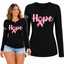 Breast Cancer Awareness USA Flag Sleeve Womens Graphic Long Sleeve T-Shirt