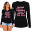 Breast Cancer Awareness USA Flag Sleeve Womens Graphic Long Sleeve T-Shirt