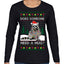 Does Someone Need a Hug? Cute Raccoon Ugly Christmas Sweater Womens Graphic Long Sleeve T-Shirt