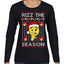 Rizz the Season Viral Internet Fire Emoji Face Meme Ugly Christmas Sweater Womens Graphic Long Sleeve T-Shirt