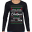 Serial Killer Docs or Christmas Movies Slaying Sleighing Ugly Christmas Sweater Womens Graphic Long Sleeve T-Shirt