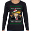 Feliz Navidad Mi Amigos Funny President Ugly Christmas Sweater Womens Graphic Long Sleeve T-Shirt
