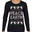 Peace On Earth Funny Xmas Cute Pink Angel Cross Ugly Christmas Sweater Womens Graphic Long Sleeve T-Shirt