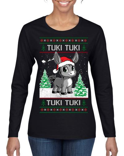 Tuki Tuki Tuki Funny Spanish Music Lyrics Ugly Christmas Sweater Womens Graphic Long Sleeve T-Shirt