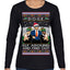 Doge Elf Around and Find Out Trump Elon Vivek MAGA Ugly Christmas Sweater Womens Graphic Long Sleeve T-Shirt