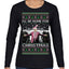 I'll Be Home for Christmas Pink Suit | Funny Santa Clause President Donald Trump Ugly Christmas Sweater Womens Graphic Long Sleeve T-Shirt