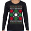 Deck the Halls with Bocce Balls, Funny Classic Italy Italian Sports Ugly Christmas Sweater Womens Graphic Long Sleeve T-Shirt