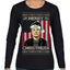 Merry Christmusk Funny Dark MAGA Santa Elon Doge Meme Ugly Christmas Sweater Womens Graphic Long Sleeve T-Shirt