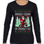 Should I Sleigh Or Should I Go, 80s Rock n' Roll Song, Electric Guitar, Ugly Christmas Sweater Womens Graphic Long Sleeve T-Shirt
