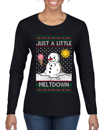 Just A Little Meltdown, Ugly Christmas Sweater Womens Graphic Long Sleeve T-Shirt