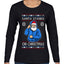 Santa Stands On Christmas, Ugly Christmas Sweater Womens Graphic Long Sleeve T-Shirt