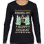 Finding My Happy Holiday, Ugly Christmas Sweater Womens Graphic Long Sleeve T-Shirt