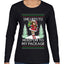 Hold My Package, Ugly Christmas Sweater Womens Graphic Long Sleeve T-Shirt