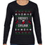 Merry Drunk, Ugly Christmas Sweater Womens Graphic Long Sleeve T-Shirt