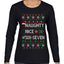 Naughty Nice 6 7 Checklist, Ugly Christmas Sweater Womens Graphic Long Sleeve T-Shirt