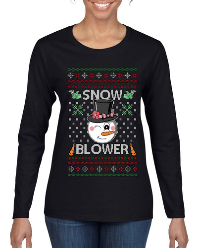 Snow Blower, Ugly Christmas Sweater Womens Graphic Long Sleeve T-Shirt