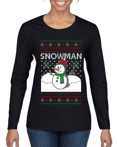 Snowman, Ugly Christmas Sweater Womens Graphic Long Sleeve T-Shirt