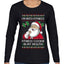 I'm Into Fitness Cookie In My Mouth Santa, Ugly Christmas Sweater Womens Graphic Long Sleeve T-Shirt