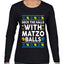 Deck The Halls With Matzo Balls Hanukkah, Ugly Christmas Sweater Womens Graphic Long Sleeve T-Shirt